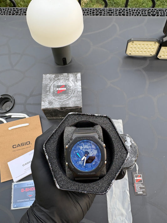Montre G-Shock noir bleu motif