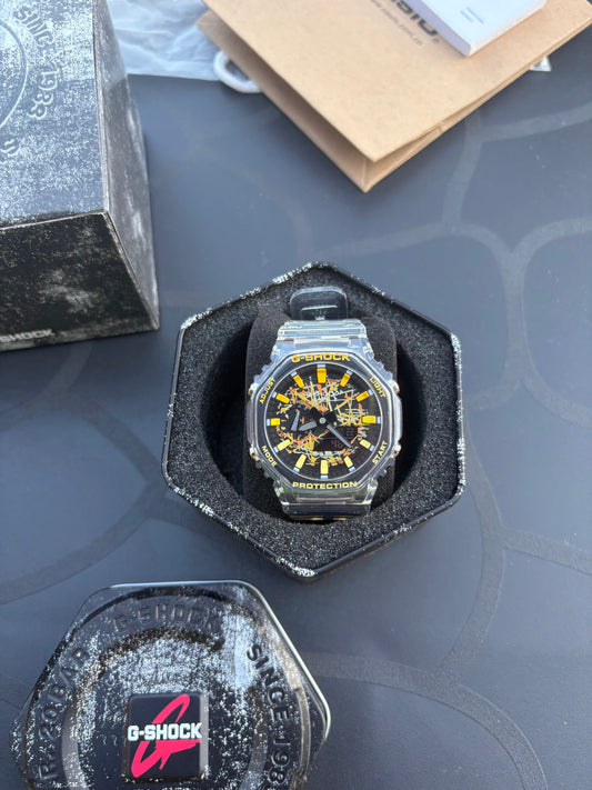 Montre G-SHOCK Éclipse – Édition Spéciale Transparente & Jaune (Étanche 200m)